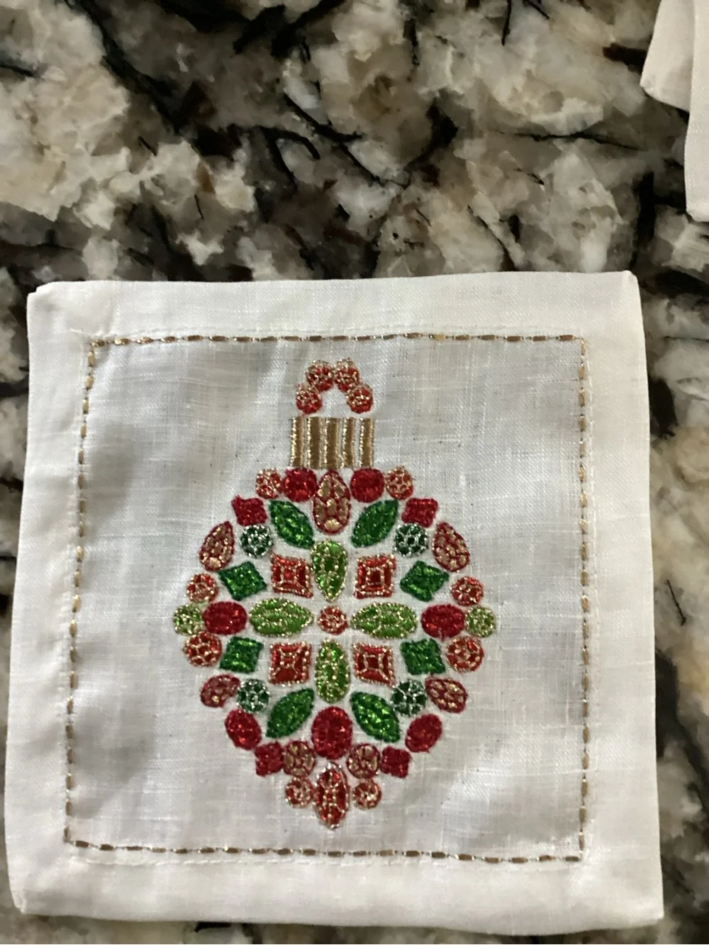 Kim Seybert Embroidered Holiday Nostalgia Cocktail Napkins